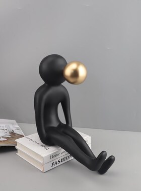 欧式轻奢吹泡g泡卡通人物雕塑树脂摆件客厅卧室玄关酒店家居装饰