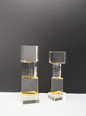 简约创意水晶方形摆件样板房办公室客厅书Q房家居卧室装饰品