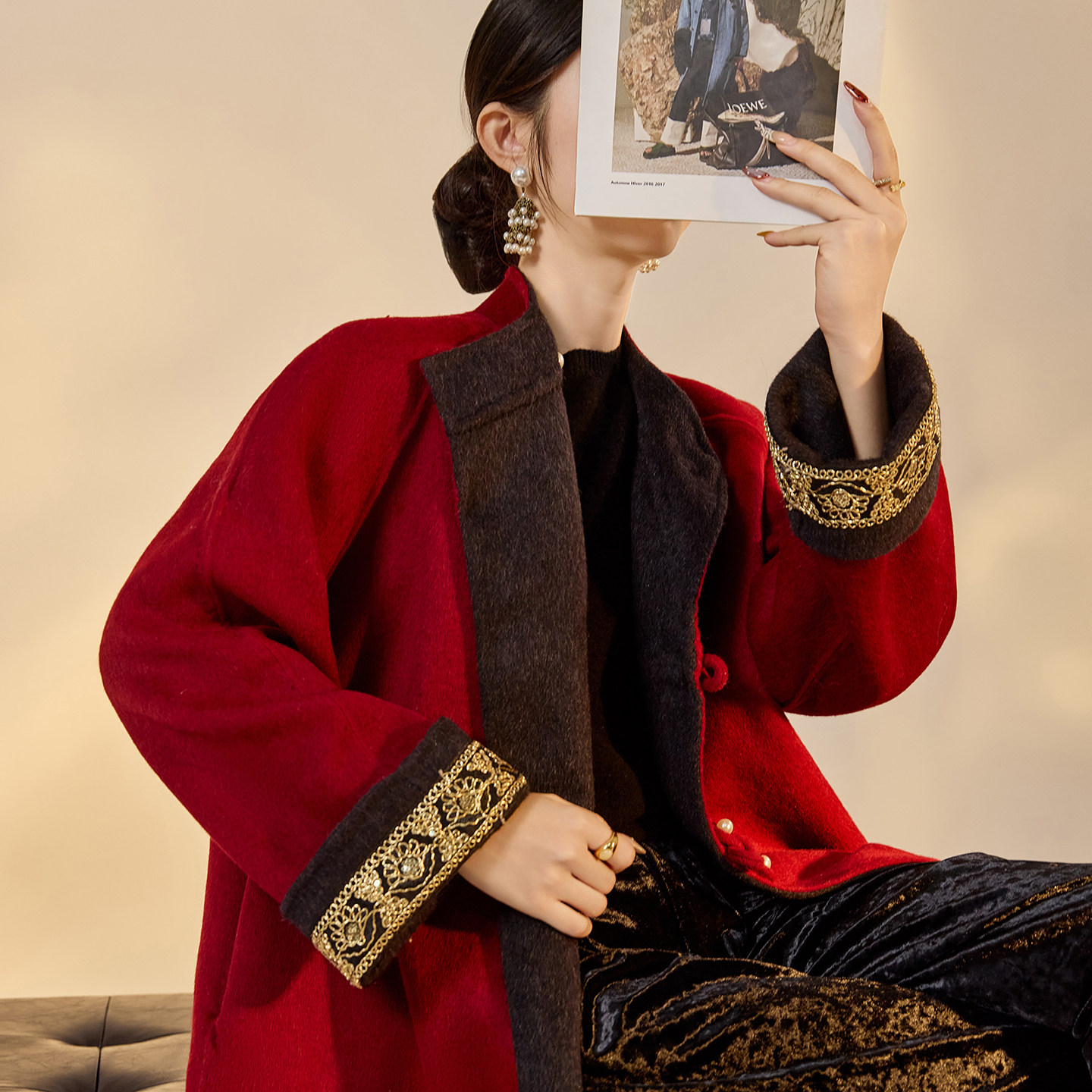 新中式大翻领阔版系带设计双面穿羊毛大衣高端气质毛呢外套 NX027,女装/女士精品,毛呢外套,淘宝优惠券,粉丝福利购,淘宝优惠卷