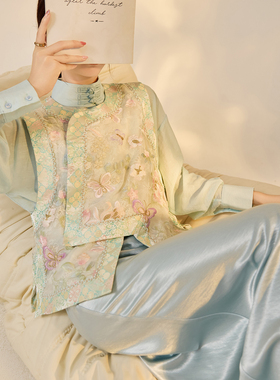 新中式重工花卉真丝刺绣圆领马甲国风小众轻奢设计感背心女 N6021