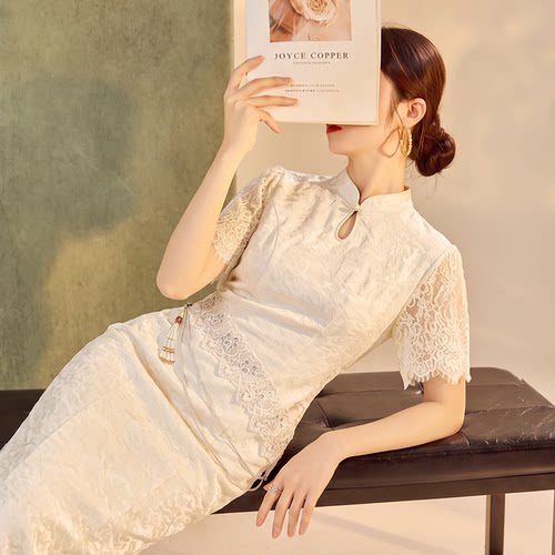 新中式立领云肩蕾丝显瘦两件套女