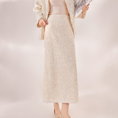 高腰直筒裙亮片拼接设计高端长裙女 弥蝶新中式 国风气质时尚 MX063