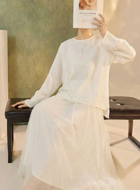 早春高端国风珠绣纯色百搭长袖衬衫新中式时尚设计薄款上衣 P0126