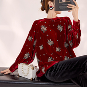 新中式 MZ005 设计桑蚕丝气质上衣 轻国风花朵刺绣钉珠长袖 圆领衬衫