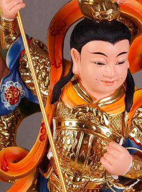 三太子哪吒神像站中龙太子九龙三头六臂元帅道家神明人物手工摆件