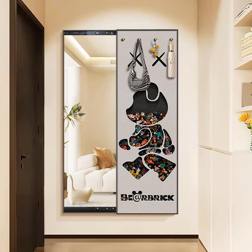 进门玄关墙暗装全身镜挂画镜面画