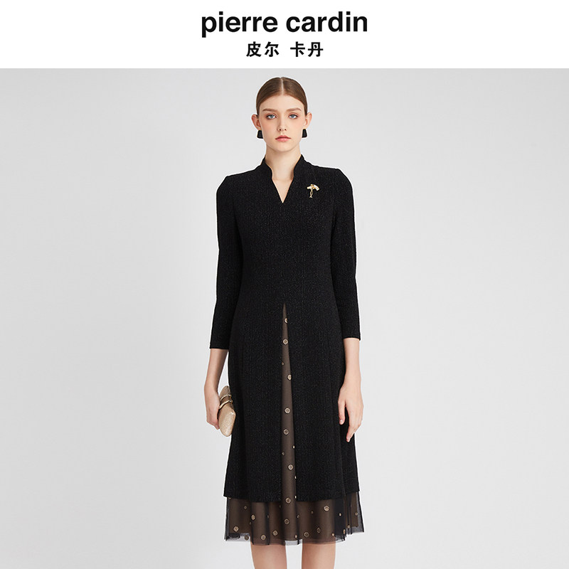 【商场同款】皮尔卡丹女装秋季新款小立领假两件西服式拼接连衣裙,女装/女士精品,连衣裙,淘宝优惠券,粉丝福利购,淘宝优惠卷