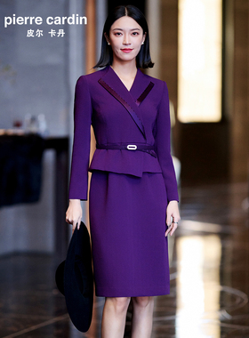 皮尔卡丹女装26年春季新款紫色宴会礼服式连衣裙P51004E5015Z0