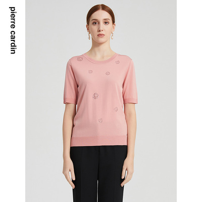 皮尔卡丹女装套头圆领针织衫