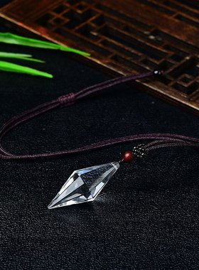 极速天然白水晶原石双尖12面x灵摆吊坠优质透体男女款饰物节日礼