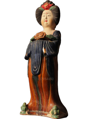 仿古唐仕女摆件陶瓷胖妞肥婆侍女洛阳西安中式手工唐三彩仕女收藏