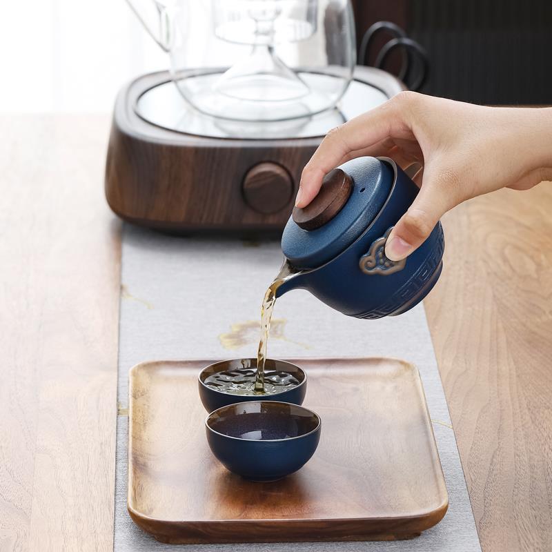 .快客杯一壶二杯陶瓷家用便携式户外收纳车载旅行茶具套装送礼定