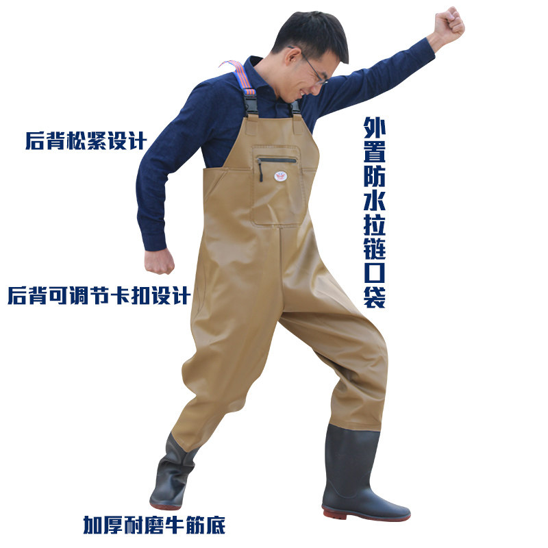 加厚下水裤半身防水衣服雨裤渔皮叉裤子钓抓捕鱼全身男连体下水裤