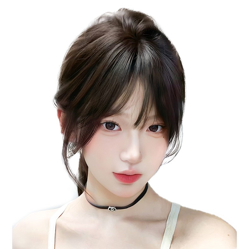 法式刘海假发片女真人发韩式轻薄空气头顶补发遮发缝高颅顶假刘海