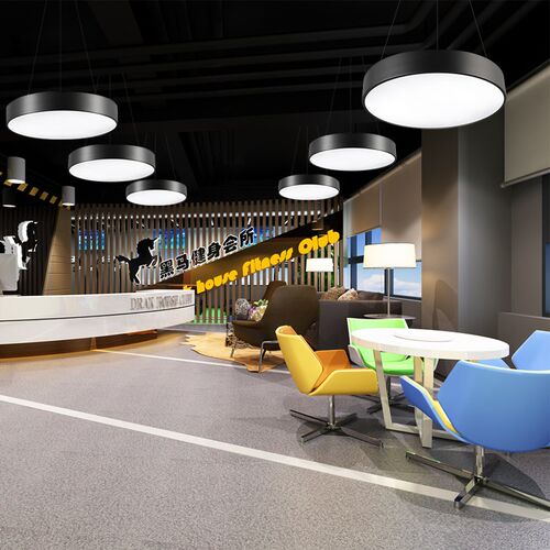 LED圆形吊灯现代办公室吊线灯健身房网咖店铺商场超市工业风灯具