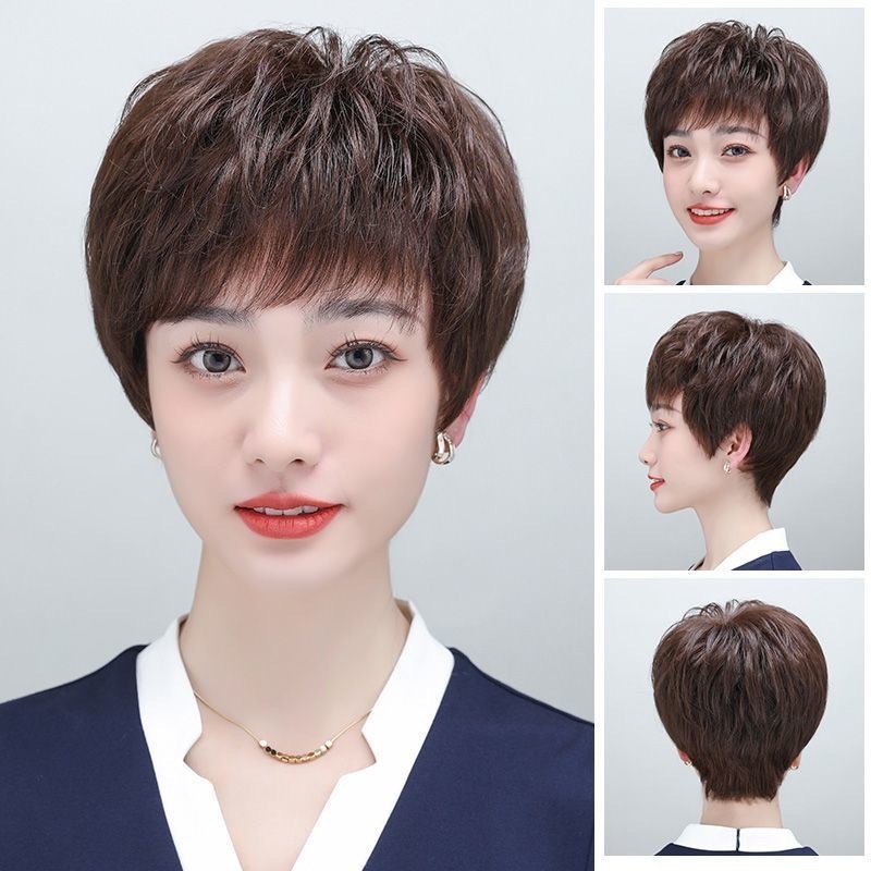 真头发纹理发盖假发头顶补发片假发片女遮盖发顶遮白发假发女短发