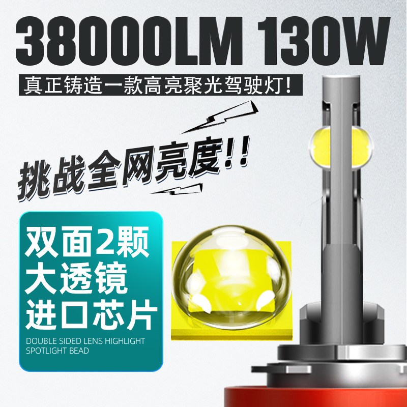 led汽车激光客厅灯带透镜超亮聚光强光h7灯泡h4远近光h11h8车灯改