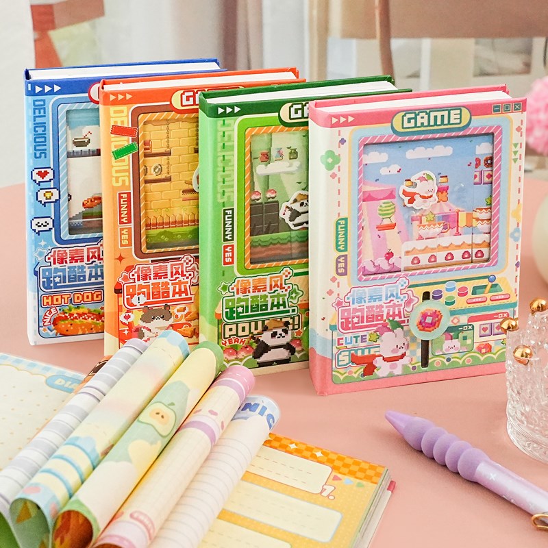 4399小游戏本子!像素风跑酷游戏机口袋本扭蛋机彩页趣味解压笔记