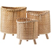 藤编花盆竹编花架花篮p子客厅落地式 盆景绿植物置物架阳台多肉绿