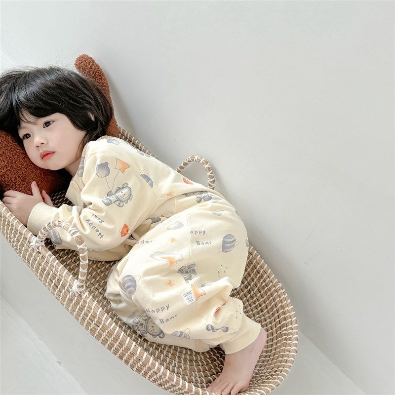 育儿师推荐~高品k质宝宝双层纯棉睡袋秋冬A类100%全棉儿童连体睡