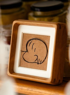 宝宝胎发adiy留念迷你实木摆台新生婴儿胎毛相框收纳创意摆件礼物