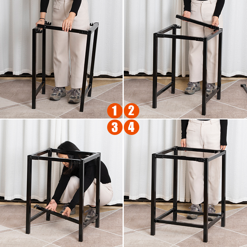 简约折叠桌腿支架桌q腿桌脚金属铁架脚架子铁艺桌子腿正方形