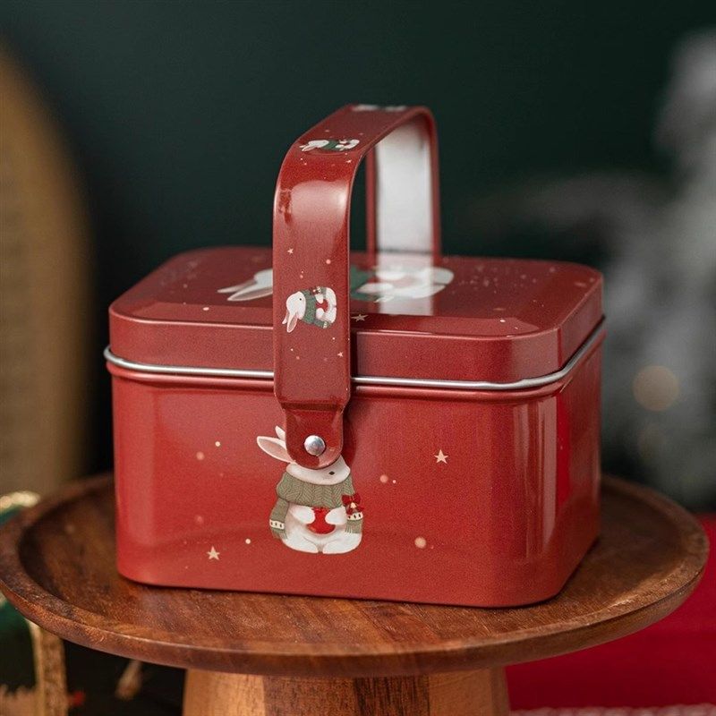 收纳铁盒子长方形迷你小手提马口铁带盖K精致可爱喜糖果盒储物杂