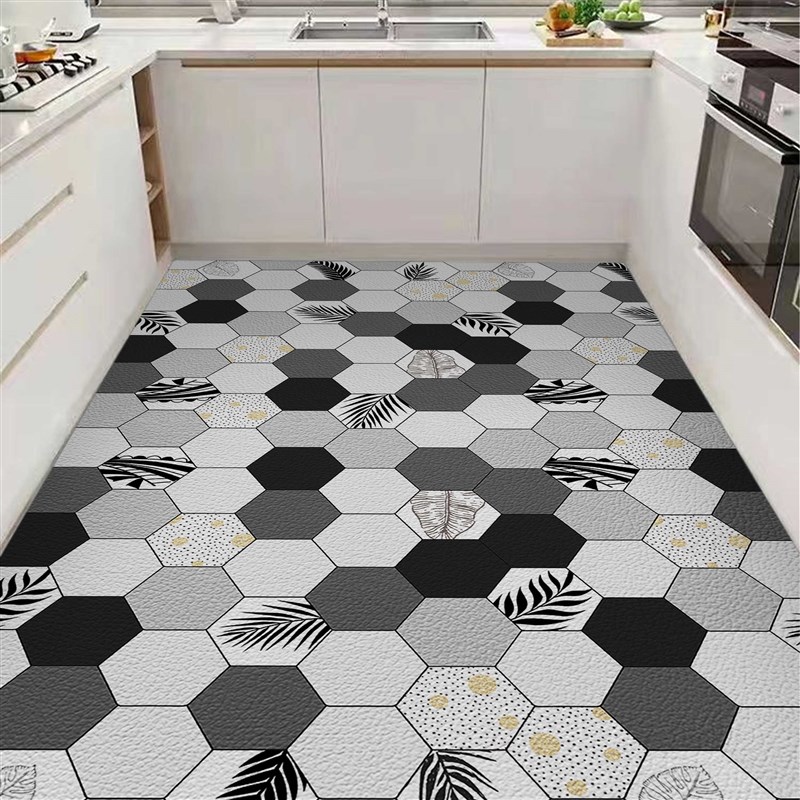 厨房地垫b防油防滑防水家用可擦免洗脚垫pvc皮革大面积满铺地毯垫