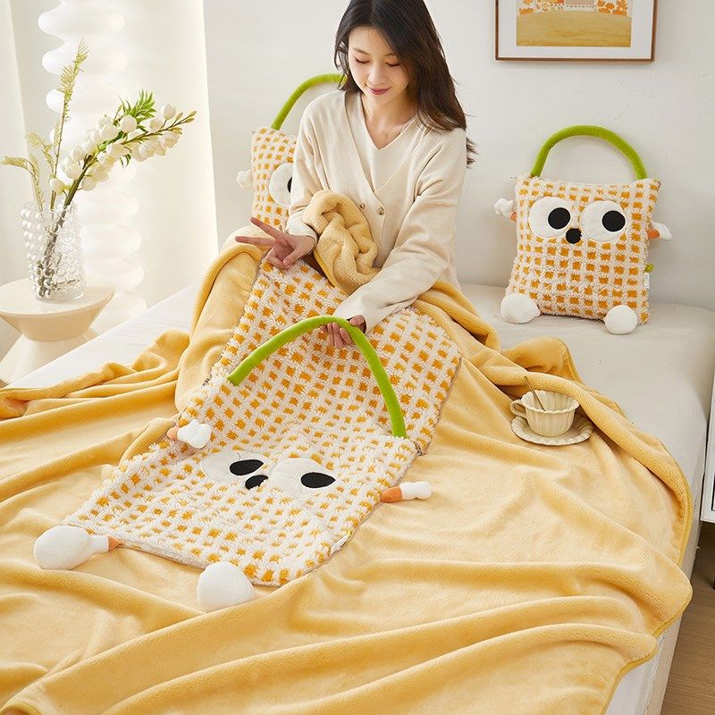 抱枕被子两d用午睡毯子二合一车用枕头被办公室午休靠枕车载盖毯