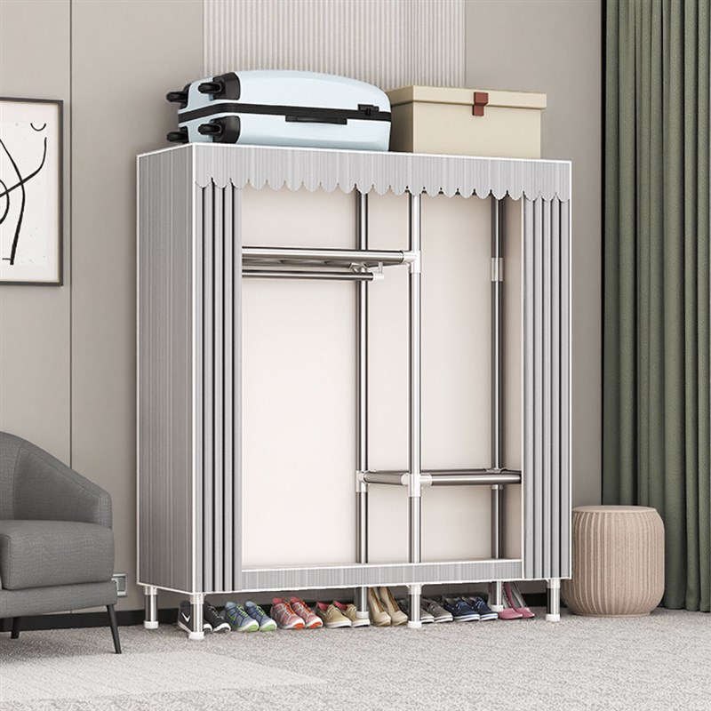 衣柜全钢架特厚加粗家用卧室x简易衣柜拼接加厚爆款布衣柜结实耐