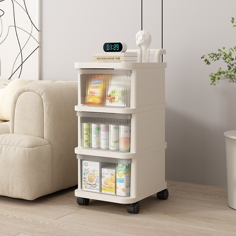 家用收纳手推车客厅m零食架带轮小推车卧室杂物整理收纳架落地多