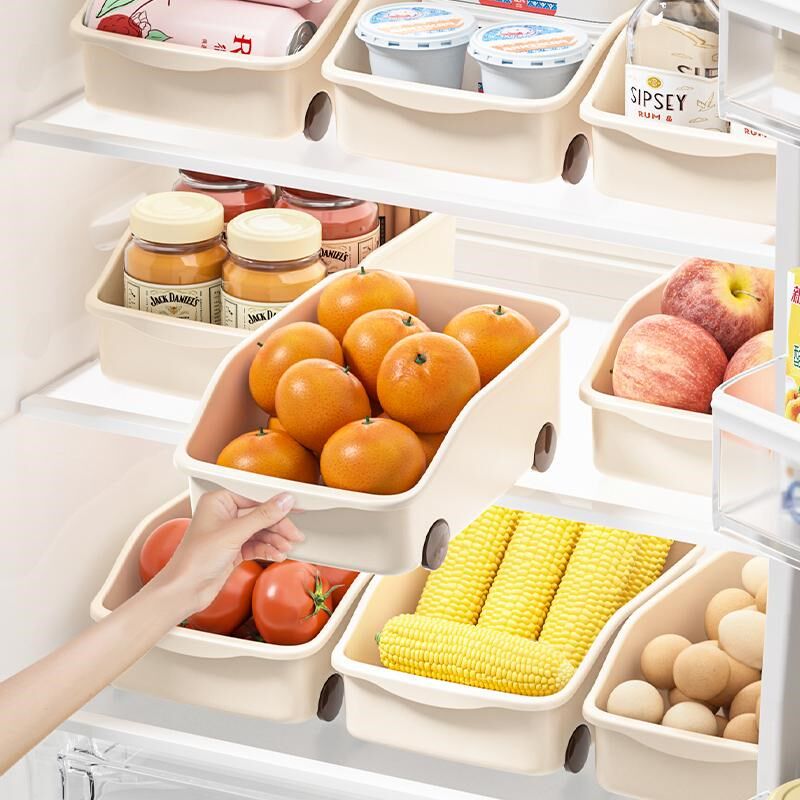 家用冰箱鸡蛋杂物l零食收纳盒桌面厨房调料带滑轮大容量整理神器