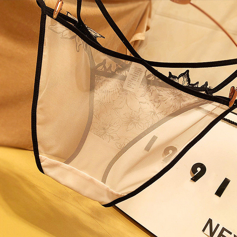 性感蕾丝女士内裤轻薄透气时尚文D艺宫廷刺绣花朵三角裤诱惑透明