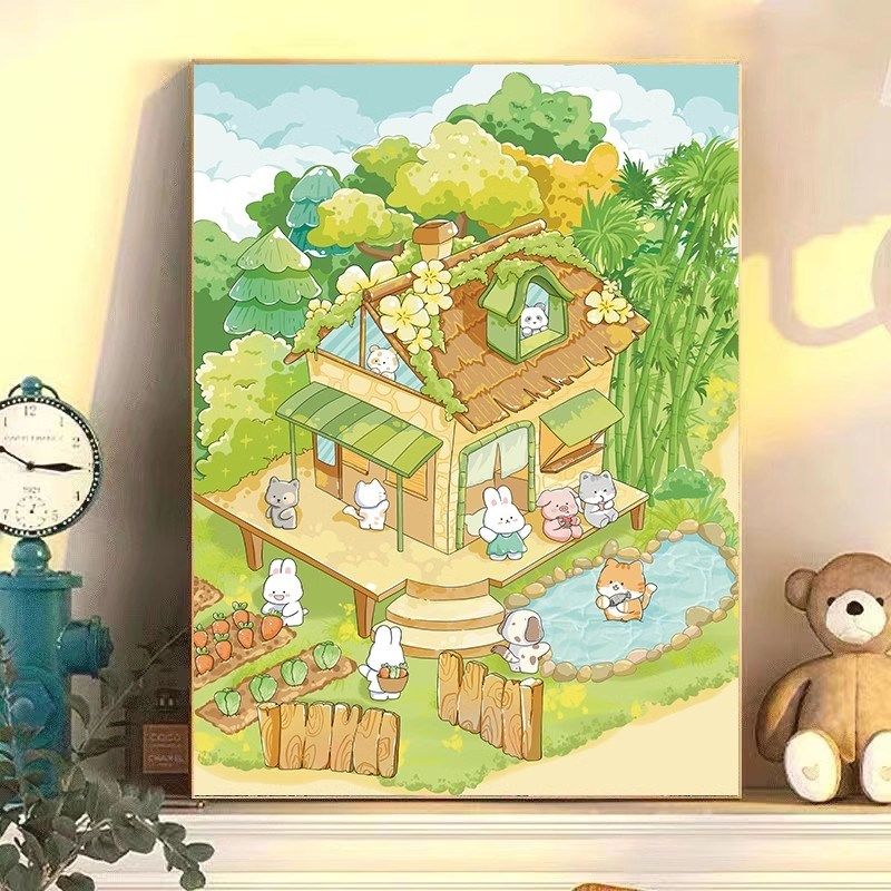 diy手工数字油画动物园手工填色无聊解N闷油彩客厅卧室装饰画,家居饰品,DIY/数字油画,淘宝优惠券,粉丝福利购,淘宝优惠卷