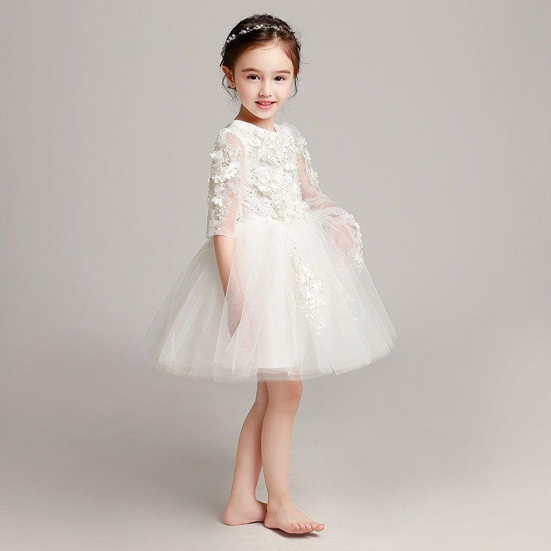 儿童礼服公主裙女童婚纱蓬蓬纱花童钢琴演出服生日V主持人晚礼服
