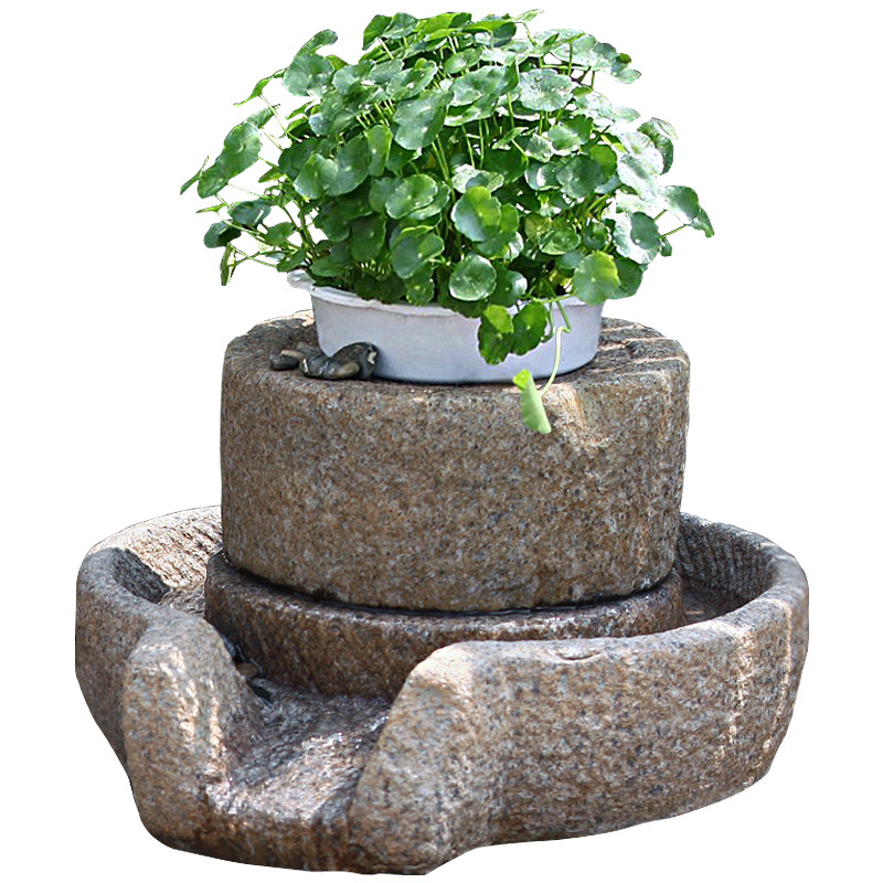 石磨盘假c山流水摆件循环水景观庭院花园布置造景民宿院子装饰品