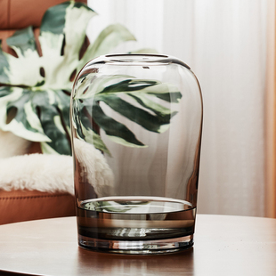 轻奢大号简约艺术花瓶 饰摆设 马醉w木玻璃花瓶吊钟插花花器客厅装