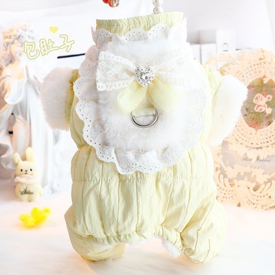 狗狗衣服秋冬装厚l款四腿护肚包肚棉衣甜美牵引小型犬泰迪宠物比