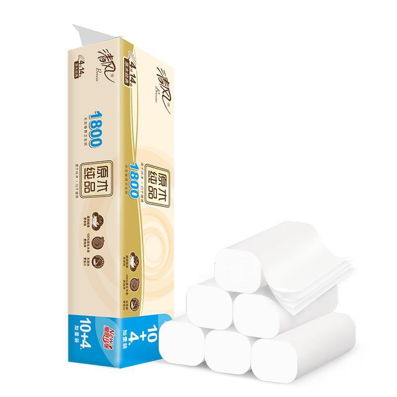 实心卷纸1800克原木纯品4层14卷家用卫生纸擦手纸厕所用纸实惠