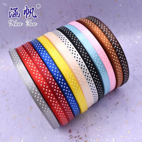 厂家直销 3分1cm印点缎带 手捧花礼品印刷彩色织带缎带 印刷圆点
