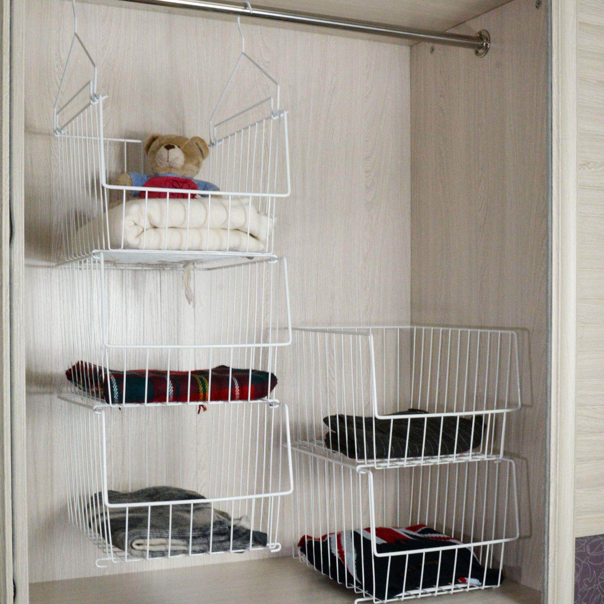 衣柜收纳挂袋悬挂式收纳篮子架子衣物分层隔板置物架柜内衣服整理