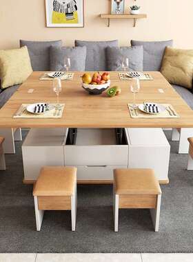 用功多折叠伸创意升降茶几餐桌两用小户型简约家独特能客厅缩QVZ