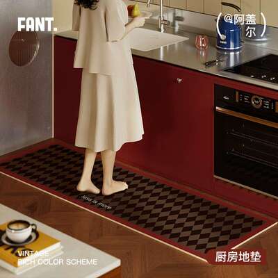阿盖垫尔厨房专用地2026防款pvc可擦免YKN新洗耐脏防油滑垫子可裁