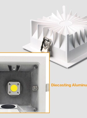 10W可20W0WIVG40W方嵌形入式COBLED筒灯防眩光白色黑色选