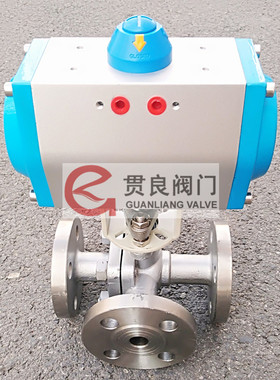 Q964F-16P气动不锈钢法兰三通球阀Q645F换向阀TL型DN15 20 25 32