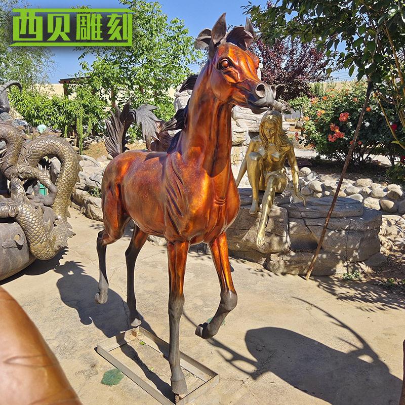 铸摆铜铜马雕塑阿拉伯马马雕户外门口景观塑园林大塑型奔马铜雕铜