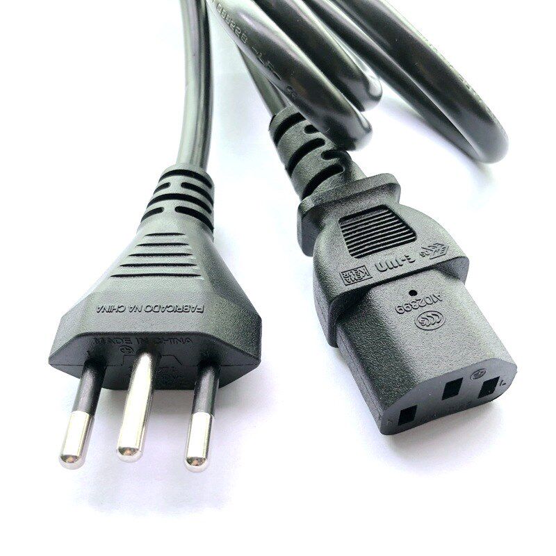 uc巴西插头线 3芯0.75平方 巴西规充电线 巴西三圆插品字尾电源线