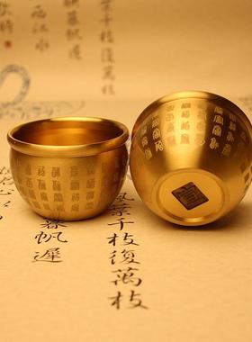 纯铜百福杯聚宝盆招财铜米缸客厅办公室装饰黄铜百福缸工艺品摆件