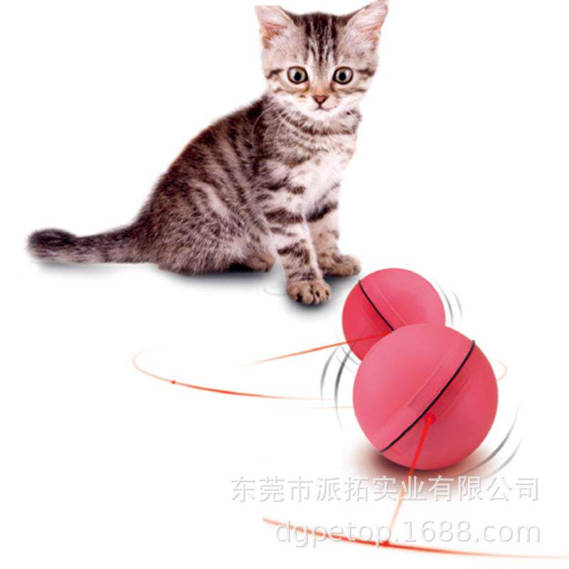 亚马逊猫咪宠物用品塑料电动玩具 猫玩具激光球 LED自动逗猫球