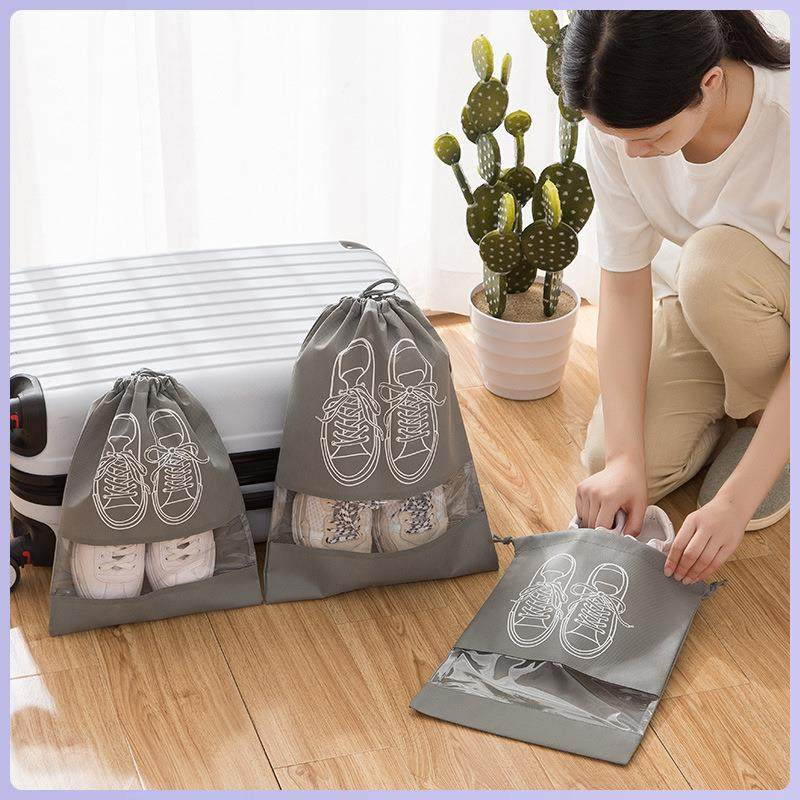 无纺布鞋袋收纳袋抽绳束口鞋子收纳袋鞋子收纳防尘袋拉链鞋袋靴子